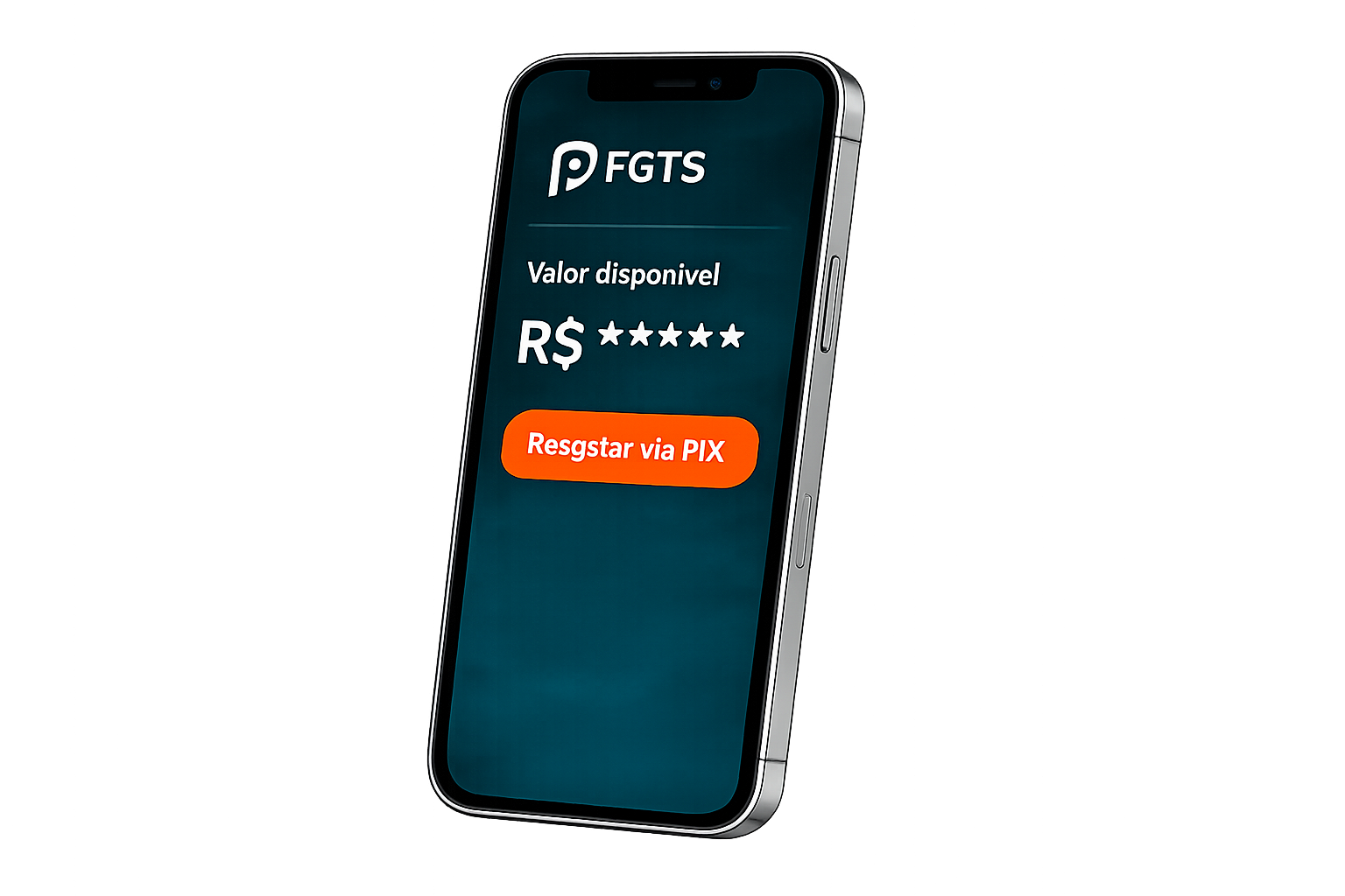 Tela do aplicativo mostrando o valor de FGTS disponível e o botão Resgatar via PIX